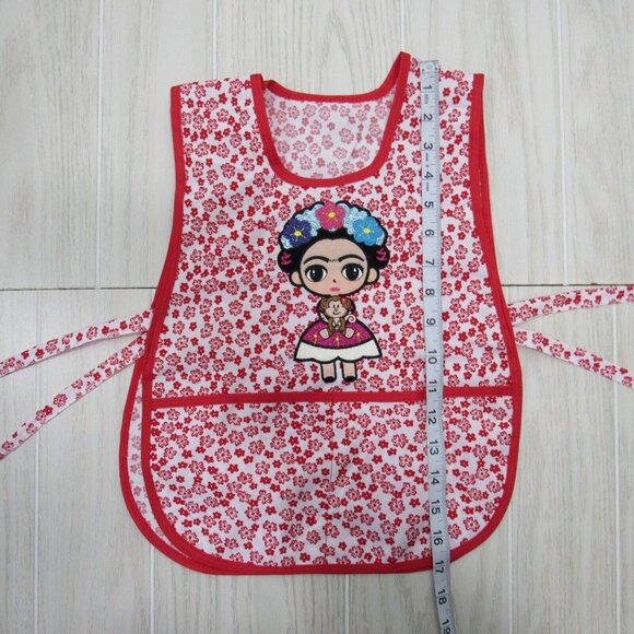 GIRLS APRONS -CRAFT MEXICAN LITTLE FRIDA EMBROIDERED -ONE SIZE -POCKETS - Picture 7 of 7